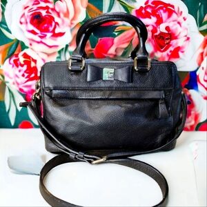 Kate Spade Veranda Pebbled Leather Double Handle Crossbody Satchel Handbag/ BLK